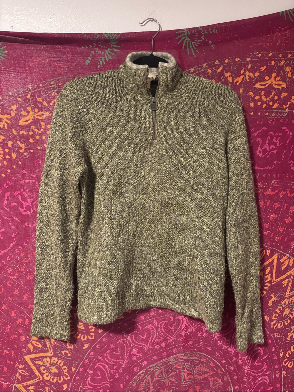 Woolrich Olive Green Heather Quarter-Zip Pullover